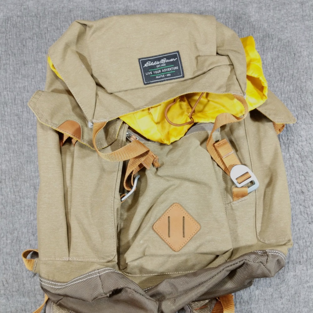 Eddie Bauer Bygone 25L Backpack Tan Canvas Rucksack Travel Classic Heritage